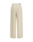 Jacob Cohen Silk-Blend Wide Leg Canvas Pants - Beige