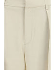 Jacob Cohen Silk-Blend Wide Leg Canvas Pants - Beige