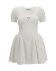 Self-Portrait Pointelle Knit Mini Dress - White
