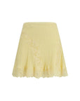 Self-Portrait Floral Lace A-Line Knit Mini Skirt - Yellow