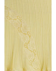 Self-Portrait Pointelle Floral Lace Knit Mini Skirt - Yellow