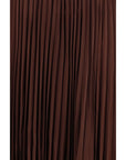 Self-Portrait Plunge Pleated Satin Maxi Dress - Dark Brown
