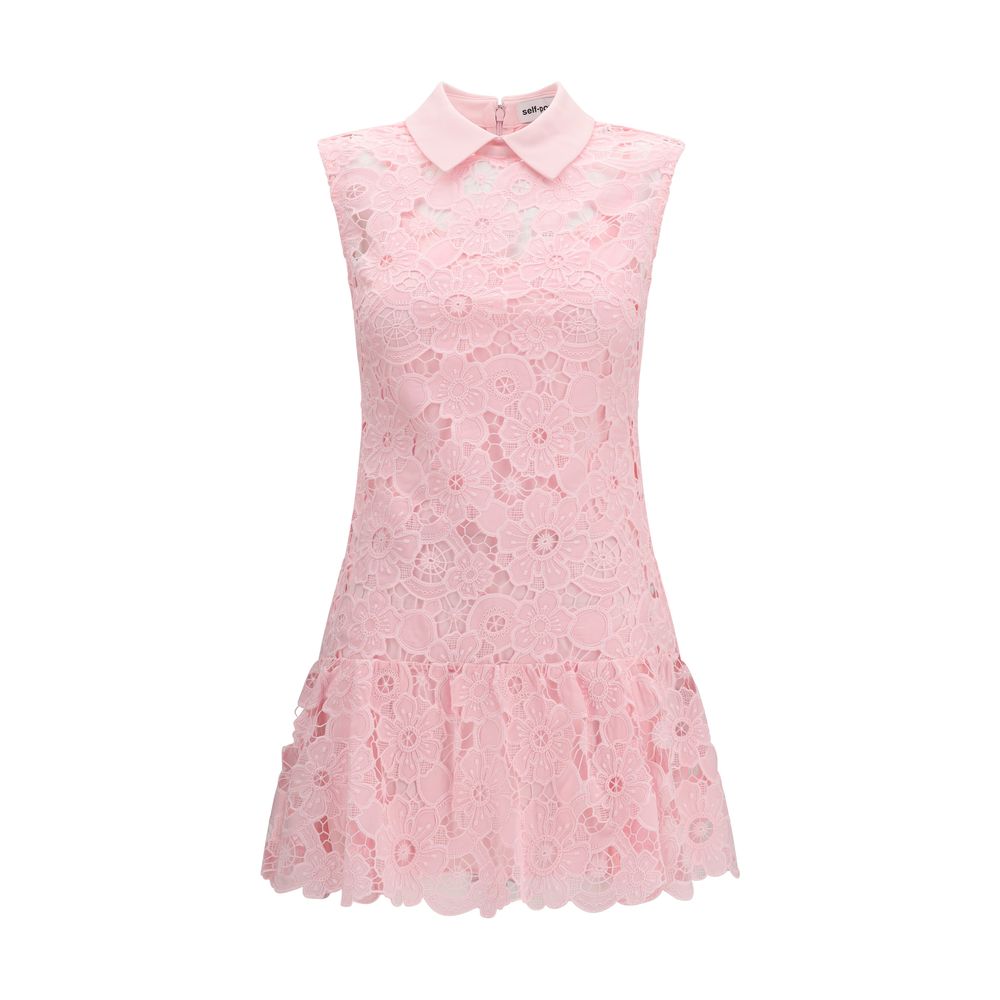 Self-Portrait Guipure Floral Guipure Lace Sleeveless Mini Dress