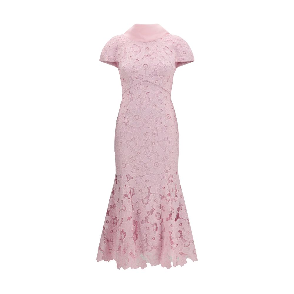 Self-Portrait Guipure Floral Lace Cocktail Midi Dress - Pink  Runway Door