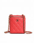 Chanel Quilted Leather Vanity Case with Chain - Red