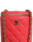 Chanel Quilted Leather Vanity Case with Chain - Red