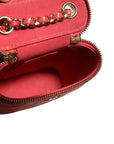 Chanel Quilted Leather Vanity Case with Chain - Red