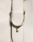 Gucci Leather Stirrup Top Handle Bag - White