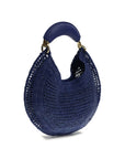 Chloé Summer Banana Raffia Shoulder Bag - Deep Blue