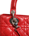 Christian Dior Cannage Leather Lady Dior Tote Bag - Red