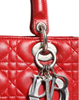 Christian Dior Cannage Leather Lady Dior Tote Bag - Red