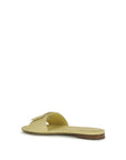 Fendi Beige Baguette Leather Flat Mule Sandals - Beige