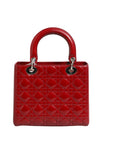 Christian Dior Cannage Leather Small Lady Dior Bag - Red