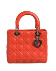Christian Dior Cannage Leather Lady Dior Bag - Orange