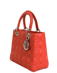 Christian Dior Cannage Leather Lady Dior Tote Bag - Orange