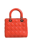 Christian Dior Cannage Leather Lady Dior Tote Bag - Orange