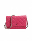 Chanel Quilted Leather Wallet On Chain - Pink