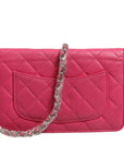 Chanel Quilted Leather Wallet On Chain - Pink