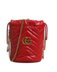 Gucci GG Marmont Chevron Quilted Bucket Bag - Red