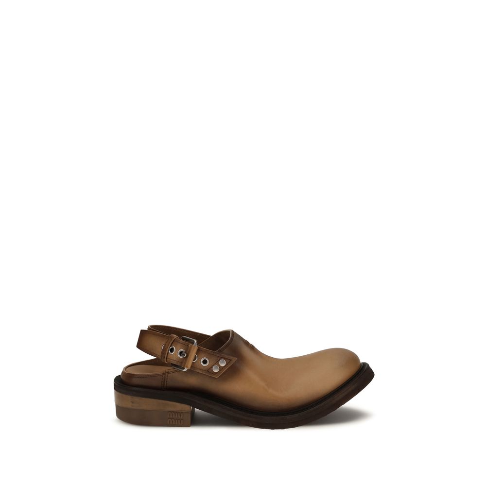 Miu Miu Foule Leather Mules - Light Brown – Runway Door