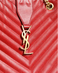 Saint Laurent Cassandre Grained Leather Tote Bag - Red