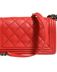 Chanel Red Diamond Stitch New Medium Boy Bag
