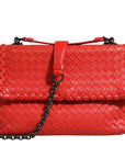 Bottega Veneta Olimpia Intrecciato Leather Small Shoulder Bag- Red