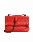 Bottega Veneta Olimpia Intrecciato Leather Small Shoulder Bag- Red