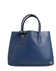 Prada Saffiano Leather 2Way Top Handle Bag - Blue