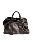 Prada Metallic Leather Ruffle Top Shoulder Bag - Brown