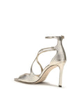Jimmy Choo Leather Stiletto Heel Azia Sandals - Light Gold