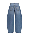 Alexander Wang Crystal Balloon-Barrel Leg Denim Jeans - Light Wash Blue
