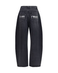 Alexander Wang Crystal Balloon-Barrel Leg Denim Jeans - Black