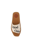 Chloé Linen Woody Mule Flat Sandals - White