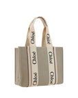 Chloé Linen Woody Shoulder Bag - Beige