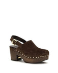 Chloé Jeannette Heeled Clog Mules In Suede Leather - Brown