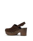 Chloé Jeannette Heeled Clog Mules In Suede Leather - Brown