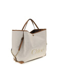 Chloé Clover Large Canvas Tote & Shoulder Bag - Ivory/Beige