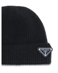 Prada Logo Cashmere-Wool Beanie - Black