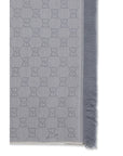 Gucci GG Supreme Embroidered Wool Scarf - Light Gray/Grey