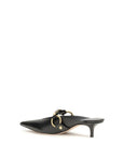 Balenciaga Leather Kitten Heel Studded City Mules - Black