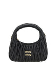Miu Miu Wander Leather Hobo Bag - Black