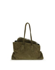 The Attico La Passeggiata Suede Leather Medium Top Handle Handbag - Green