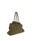 The Attico La Passeggiata Suede Leather Medium Top Handle Handbag - Green