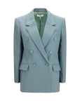 Chloé Wool Double-Breasted Blazer - Blue