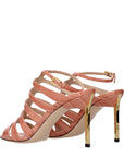 Tom Ford Crocodile Embossed Leather Stiletto Heel Sandals - Pink