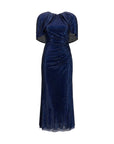 Self-Portrait Crystal Cape Sleeve Midi Dress - Blue