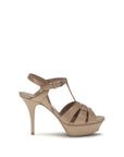 Saint Laurent Leather Tribute Stiletto Sandals - Beige