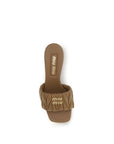 Miu Miu Matelassé Leather Block Heel Sandals - Warm Beige