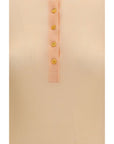 Chloé Wool Ribbed Half-Placket Sweater - Peachy Orange
